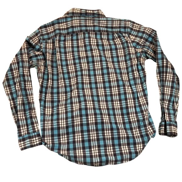 American Eagle Outfitters Mens Button Down Shirt Medium Blue Plaid Long Sleeves - Picture 2 of 11
